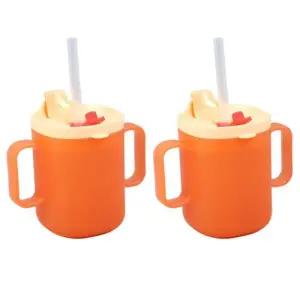 Soonsooa 아기 이유식 물컵 양손 빨대컵 260ml 레드 X2