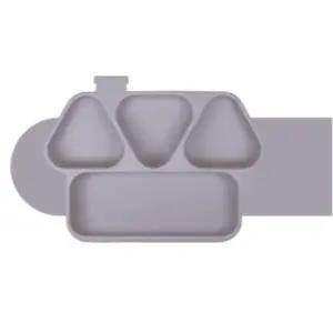 꼬꼬노리 유아 실리콘 흡착 식판 식기 라벤더그레이