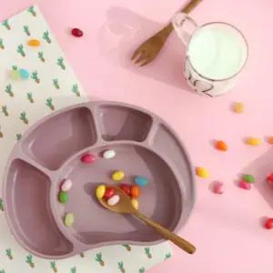 비다하우스 흡착 실리콘 유아 식판 이유식 접시 핑크