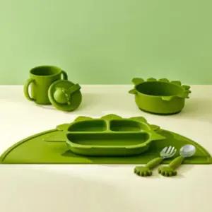 퍼펙션 유아 이유식 자기주도 흡착 실리콘 식판 공룡