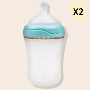 퍼펙션 아기 신생아 실리콘 수유 젖병 260ml 블루 X2