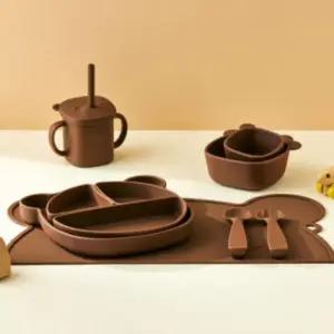 퍼펙션 유아 이유식 자기주도 흡착 실리콘 식판 곰