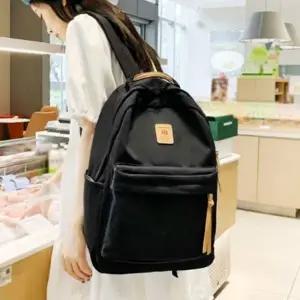 보조 캐주얼 여행 가방 학생 캔버스 백팩 블랙