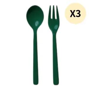 어웨이큰센스 어린이 수저 포크 커트러리 그린팝 X3개