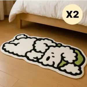 레토 주방매트 욕실 화장실 발매트 귀여운 그린모자2P