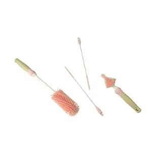 실리팟 젖병솔 젖꼭지솔 빨대솔 유아 세척 3종 핑크