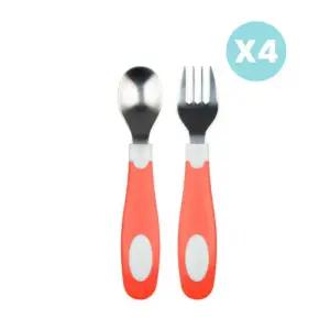 닥터브라운 유아 이유식 숟가락 포크 세트 코랄 4개