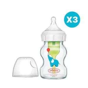 닥터브라운 유리 젖병 와이드넥 엘리펀트 150ml 3P