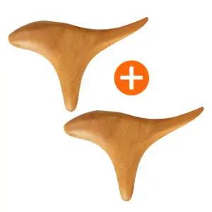 2개세트 장미목 나무 삼각 괄사 셀프 마사지기 두피 어깨 안마기