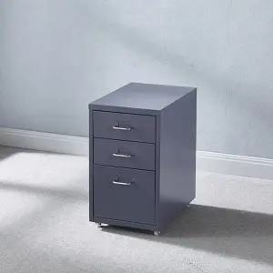 고품질 어반 철재 3단 서랍장 다크그레이 사무실 철재 3단 (WFF5FE3)