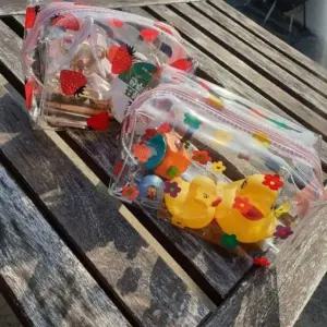 고품질 딸기 플라워 다용도 투명 PVC 파우치 휴대용 여행용 수영복 (WFFGTXF)