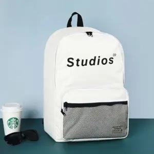 학생 여행 보조 가방 심플 백팩 아이보리