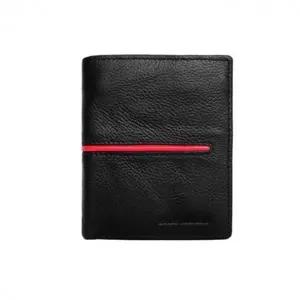 남자 반지갑 중지갑 라인 심플 카드 가죽 지갑 블랙