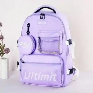얼티미트 백팩 캐주얼 학생 포켓 가방 퍼플