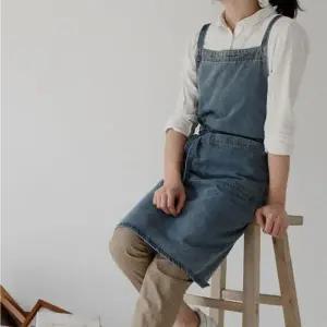 데님 앞치마 청 공방 카페 바리 꽃집 작업앞치마 청앞치마 데님아피마 카페앞치마 미술앞치마