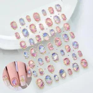 [하프클럽/]네일아트 홀로그램 고딕 골드프레임 메탈 네일스티커