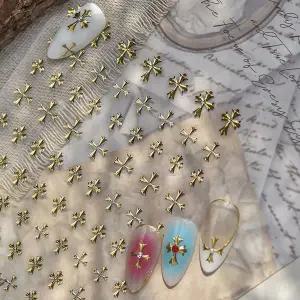 [하프클럽/]네일아트 유니크 엔틱 십자가 골드 엠보 네일스티커