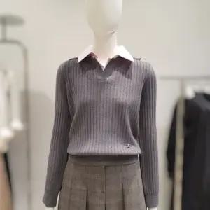 ZOOC 셔츠카라 레이어드 골지 니트 V254KSK932