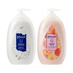 NEW 존슨즈 바디로션 물먹복숭아로션 아로마밀크 피치&애브리콘 500ml, 1개 + 청순형광등 브라이트 쟈스민&릴리 500ml, 1개