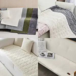이솔홈 겨울 따뜻한 극세사 누빔 쇼파커버 3/4인용 미끄럼방지 모음