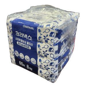 크리넥스 소프트엠보싱 물티슈 60매X8팩 빅앤와이드