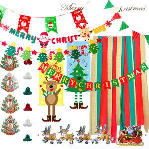 크리스마스 파티 가랜드 모음 종이 배너 펠트 가랜드