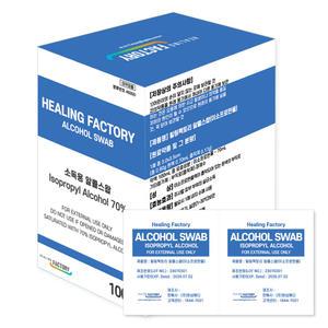 힐링팩토리 일회용 알콜솜 알콜스왑 100매 구매하면 100매 하나 더! 이소로판올 개별포장 약국용 살균 멸균 거즈 상처소독