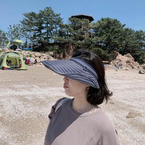 스트라이프 UV 자외선 차단 접이식 여성 썬캡 와이어 휴대편리 단체 선물 중년여성 2종