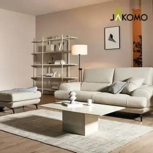 루디아 3인 럭스 통가죽 천연면피 소가죽 소파+스툴