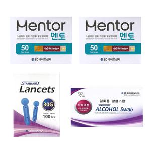 에스디바이오센서 스탠다드멘토 / 글루코멘토 혈당시험지 100매+채혈침100개+알콜솜100매 - 27년 07월