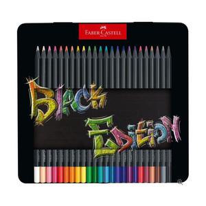 파버카스텔 블랙 에디션 색연필 24색 틴케이스 색지/검정색종이도 발색 가능