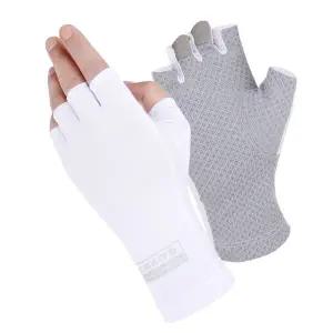 자외선차단 쿨 실리콘 캐디 반장갑(양손) 파크골프 운전 낚시 등산 스포츠