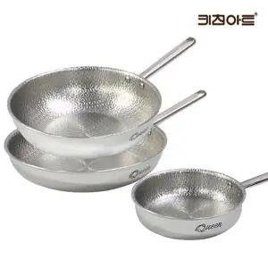 [키친아트] 퀸엠보 통5중 인덕션가능 스텐레스 후라이팬세트 3종B(후20+28+궁28)