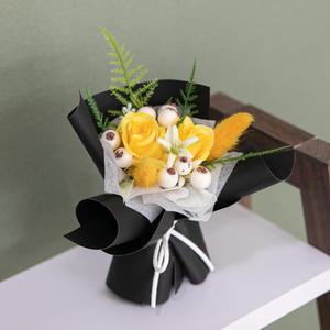 장미 성묘 꽃다발 조화 블랙로즈 14cm 납골당 산소 추모 장식 수목장