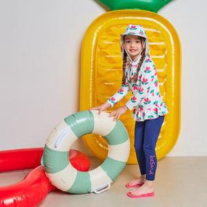 [아이스샌드] 키즈 아동 여아 래쉬가드+플랩캡 수영복 세트 233105_RS