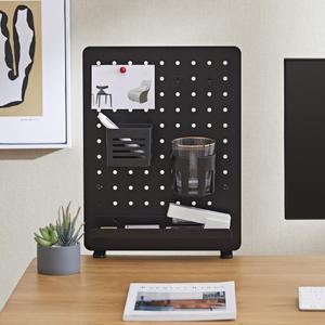 [감씨]스틸 페그 보드 타공판 파티션 책상 가림막 풀셋 클램프형 블랙 DSK001BR