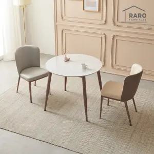 [/착불배송] 루카 900 원형 유광 포세린 통 세라믹 식탁 세트 (식탁+의자2)