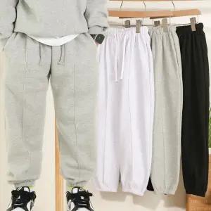 주니어 아동 남아 여아 가을 겨울 편한 트레이닝 바지 기모 핀턱 조거 팬츠