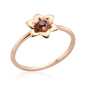 [비앤비골드] 14K/18K 볼륨 플라워 수선화 가넷 탄생화 반지 NPR31816