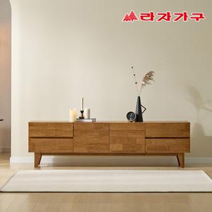 라자가구 그로우 E0 고무나무 원목 슬림 1800 다용도 수납 티비다이 tv 거실장