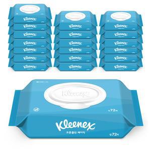 크리넥스 물티슈 코튼클린 베이직 물티슈 캡형 72개입 × 20개
