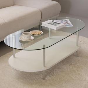 [기타]리브 레이어드 타원형 1000 거실 쇼파테이블 글라스+화이트 HH0045