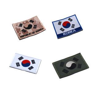 밀리터리 태극기패치 국방색와펜 탈부착 벨크로 컬러태극기