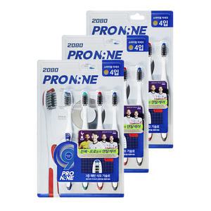 애경 2080 프로나인 칫솔 스파이럴 미세모 4입 3개 양치