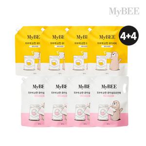 초핫딜 마이비 피부에순한 유아세제 2.1L 4팩(코튼향)+유아유연제 2.1L 4팩(스위트)