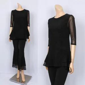 노브패리스 SPR1933지문 칠부 롱 티셔츠 66에서88 국산 스판 라운드 라인 라틴 웰빙 연습복 사계절