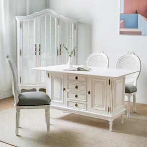 [소피아엘렌]엘리즈 포세린 세라믹 4인용 엔틱 식탁 세트