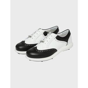 [헬베스코] 블랙/화이트 배색 남성 스파이크 골프화 (블랙)