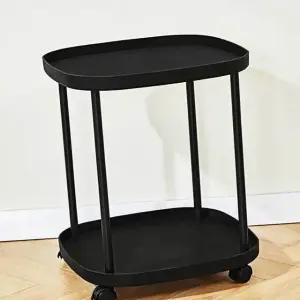 고품질 이동식 선반 블랙 트레이 사각 2단 주방 트롤리 바퀴 (WFGWF1Q)
