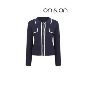 [온앤온][온앤온] 라인 배색 카라 니트 가디건(JK2MD326)